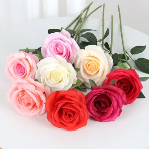 Artificial Rose Silk Flower Single Stem Realistic Fake Roses For Home Hotel Wedding Decoration Floral Arrangement Party Decor