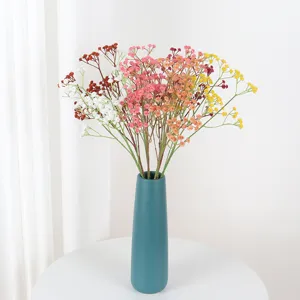 Kunstmatige Gipskruid Bloemen Boeket met Keramische Vaas Huisdecoratie Tafeldecoratie
