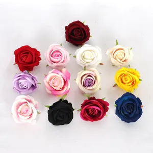 7cm têtes de roses en velours artificiel pour gâteau décoration de mariage artisanat DIY