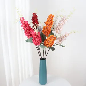 Modern Silk Fabric Peacock Orchid Artificial Flower Long Stem Faux Floral Plant Decoration For Wedding Party Home Hotel Decor