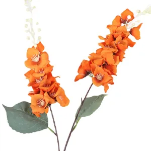 Artificial orange peacock orchid flower branch for wedding home decor floral arrangement