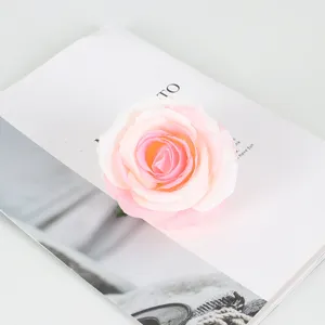 Tête de rose artificielle rose soie rose pour mariage fête décoration maison bricolage