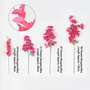 Quattro dimensioni di rami di bouganville artificiale magenta per la casa e le decorazioni nuziali