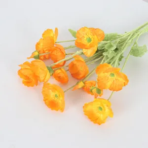 Artificial orange poppy flower bouquet for home wedding decoration and party floral arrangement.