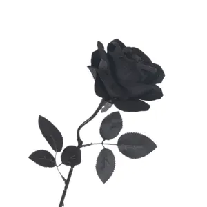 Rosa negra artificial gótica para decoraciones de Halloween y arreglos florales oscuros