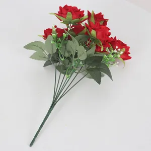 7 Teste Bouquet di Rose Artificiali in Velluto per Decorazione Matrimonio Casa