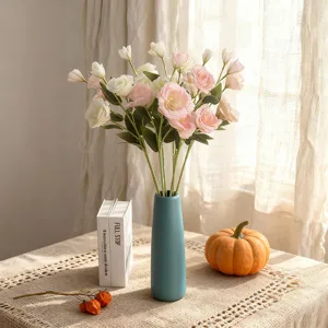 Nordic Silk Fabric Artificial Lisianthus Flower Single Stem Simulation Fake Flower For Home Living Room Hotel Decoration Photography Props Ornaments