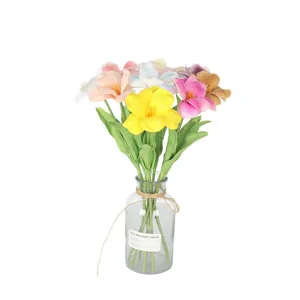 Artificial PU brownie tulip bouquet in glass vase for Nordic home decor