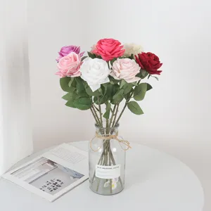 Real Touch Fabric Artificial Rose Flower Moisturizing Simulation Rose For Home Hotel Decoration Wedding Photography Props