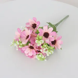 12-head artificial pink daisy flower bouquet for home garden and shop window decoration.