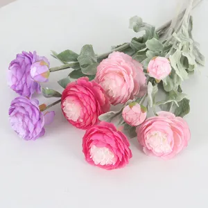 Elegant 3-koppig kunstmatige Ranunculus boeket voor huis decoratie en bruiloften
