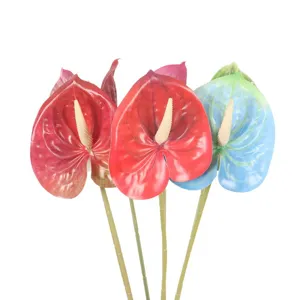 Artificial anthurium flowers soft rubber fake flamingo flower for home wedding decor