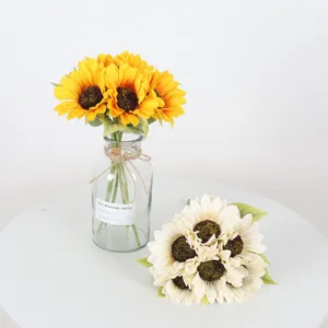 Bouquet de Tournesols Artificiels Fleurs en Soie Composition Florale pour Maison Hôtel Jardin Mariage Décoration de Table