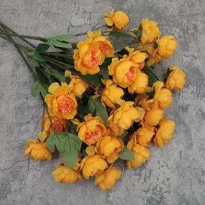 Pivoines artificielles orange à 6 têtes pour décoration de mariage et accessoires photo