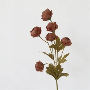 Pivoines artificielles vintage à 6 têtes vieux rose pour décor de mariage