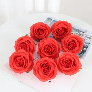 Têtes de Rose Artificielles en Tissu de Soie Fausse Fleur Pour Décoration de Voiture de Mariage Saint Valentin Fête Ornement Floral Bricolage
