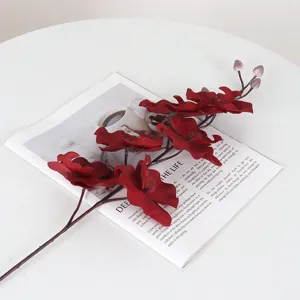 Elegante dunkelrote Seiden-Schmetterlingsorchidee Kunstblume für Heim- und Hochzeitsdeko