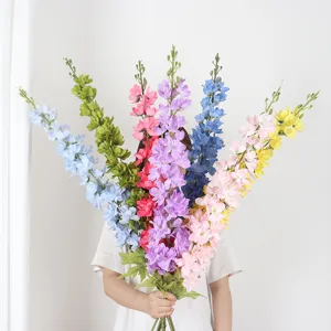 Dauphinelle Artificielle Fleur de Soie Jacinthe Faux Bourgeon Longue Tige pour Guide de Mariage Scène en T Arche Arrière-plan Fête Décoration Maison