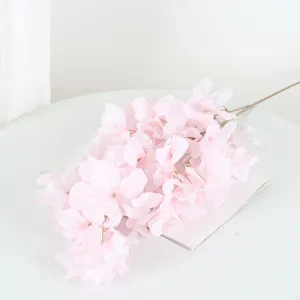 Pink artificial flower branch for wedding decor, hotel ceiling and party floral arrangement