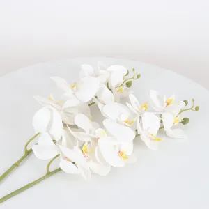 Artificial white phalaenopsis orchid 9 heads fake flowers for home wedding decor.