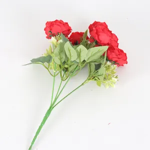 Bouquet di rose rosse artificiali fiori finti decorazione casa matrimonio composizione