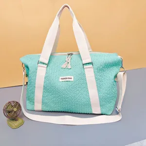 Minimalist Oxford Fabric Large Capacity Travel Duffel Bag Pleated Sports Yoga Handbag Weekend Overnight Tote Bag For Unisex