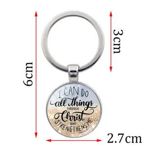 Inspirational Bible verse keychain Philippians 4:13 with glass cabochon measurements