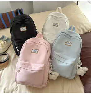 Casual large capacity canvas backpack for school students, stylish Japanese style daypack.