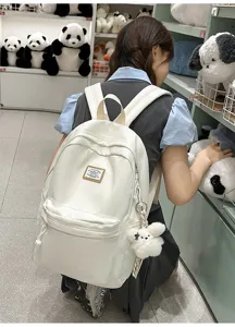 Japanese style large capacity white school backpack for students casual daily use bag