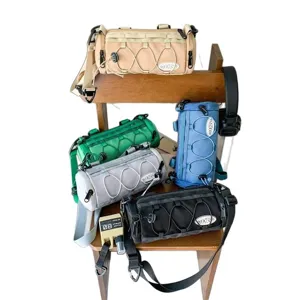 Mehrfarbige zylindrische Segeltuch Umhängetasche Outdoor taktische Schultertasche mit Kordel