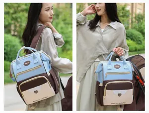 Sac à dos à langer élégant et grande capacité pour maman, sac de voyage multifonction.
