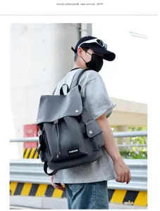 Stilvoller großer minimalistischer Herren Rucksack graue Tasche für Schule Alltag Freizeit