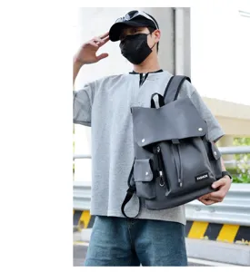 Lässiger grauer Studentenrucksack mit vielen Taschen große Kapazität Schulranzen für Alltag