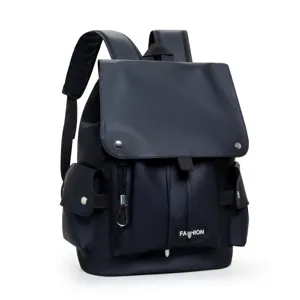 Schwarzer minimalistischer College Freizeit Rucksack grosse Kapazitaet Alltags Tasche