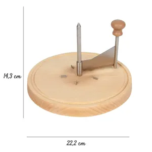 Manual wooden cheese curler and chocolate shaver disc with stainless steel blade for kitchen.