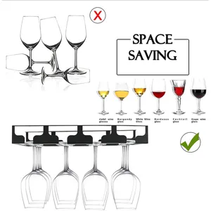 Iron inverted wine glass rack, space-saving kitchen bar hanging cup holder for home.