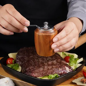 Handheld wooden pepper grinder manual spice mill acacia wood seasoning tool for kitchen cooking