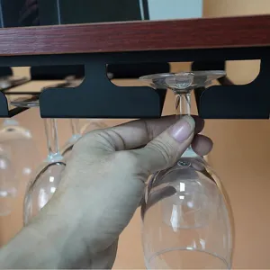 Iron inverted wine glass rack under cabinet hanging stemware holder for kitchen bar home