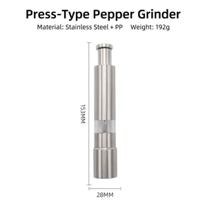Macinapepe manuale in acciaio inossidabile, altezza 153mm e diametro 28mm per cucina