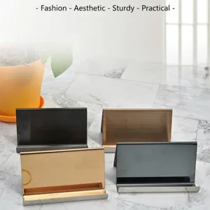 Minimalist 304 Stainless Steel Business Card Holder Desktop Metal Card Display Stand For Office Reception Front Desk
