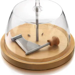 Manual Stainless Steel Cheese Girolle Shaver Wood Board Round Base Rotating Slicer Curler Grater Cutter For Chocolate Truffle Kitchen Baking Tool