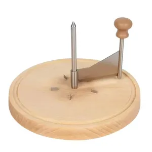 Manual cheese curler and chocolate shaver with wooden base and stainless steel blade