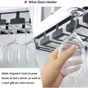 Iron wine glass holder under cabinet hanging stemware rack kitchen bar organizer black metal