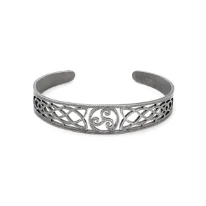 Vintage Viking Celtic knot hollow titanium steel cuff bangle bracelet with triskele motif
