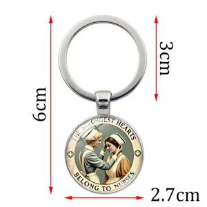 Detailed view of nurse keychain dimensions featuring strongest hearts quote pendant