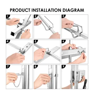 Edelstahl BBQ Spießgrill Montageanleitung Detaildiagramm mit Schritt für Schritt Anleitung.