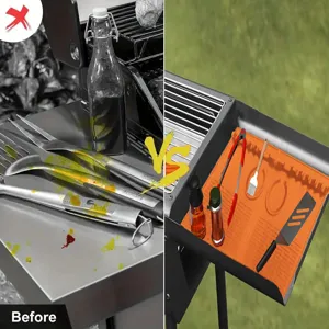Langlebige orangefarbene Silikonmatte für Grillseitenablage zur Aufbewahrung von Grillwerkzeugen