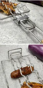 Cestello per barbecue pieghevole in acciaio inox griglia portatile per salsicce carne