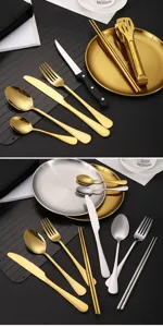 Stainless steel tableware set portable camping outdoor cutlery knife fork spoon plate set