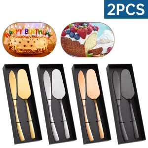 Edelstahl Kuchenmesser und Tortenheber 2Stk Hochzeitsfeier Dessert Backwerkzeuge schwarze Box
